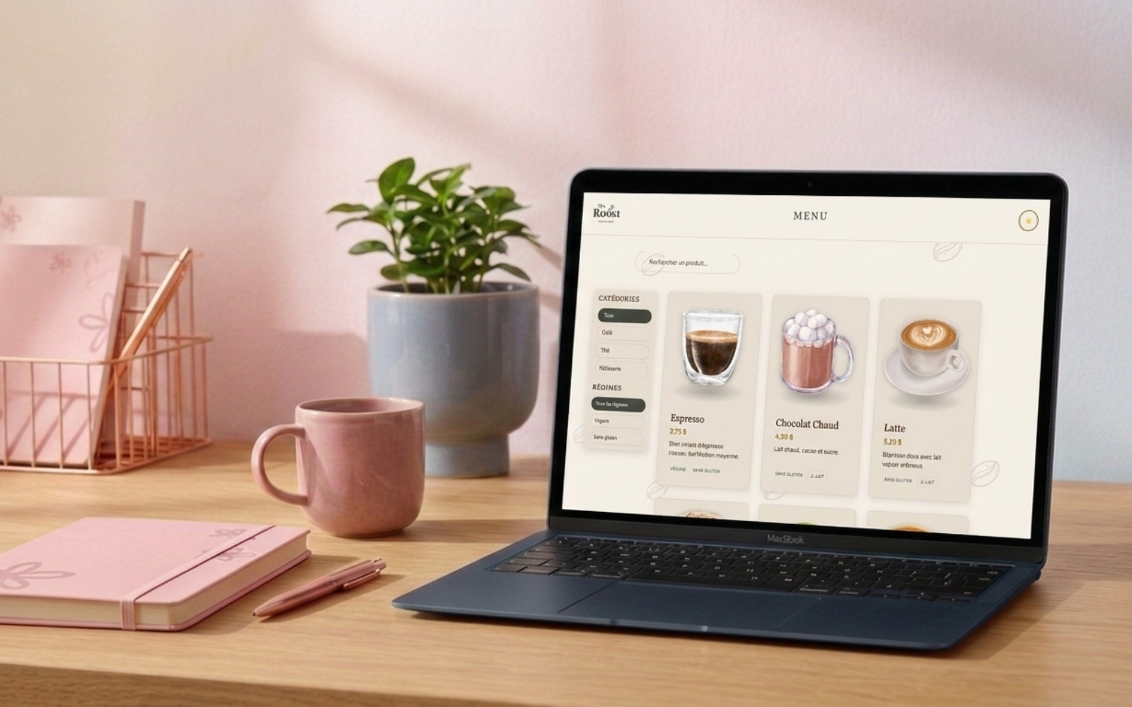 Aperçu du menu interactif The Roost